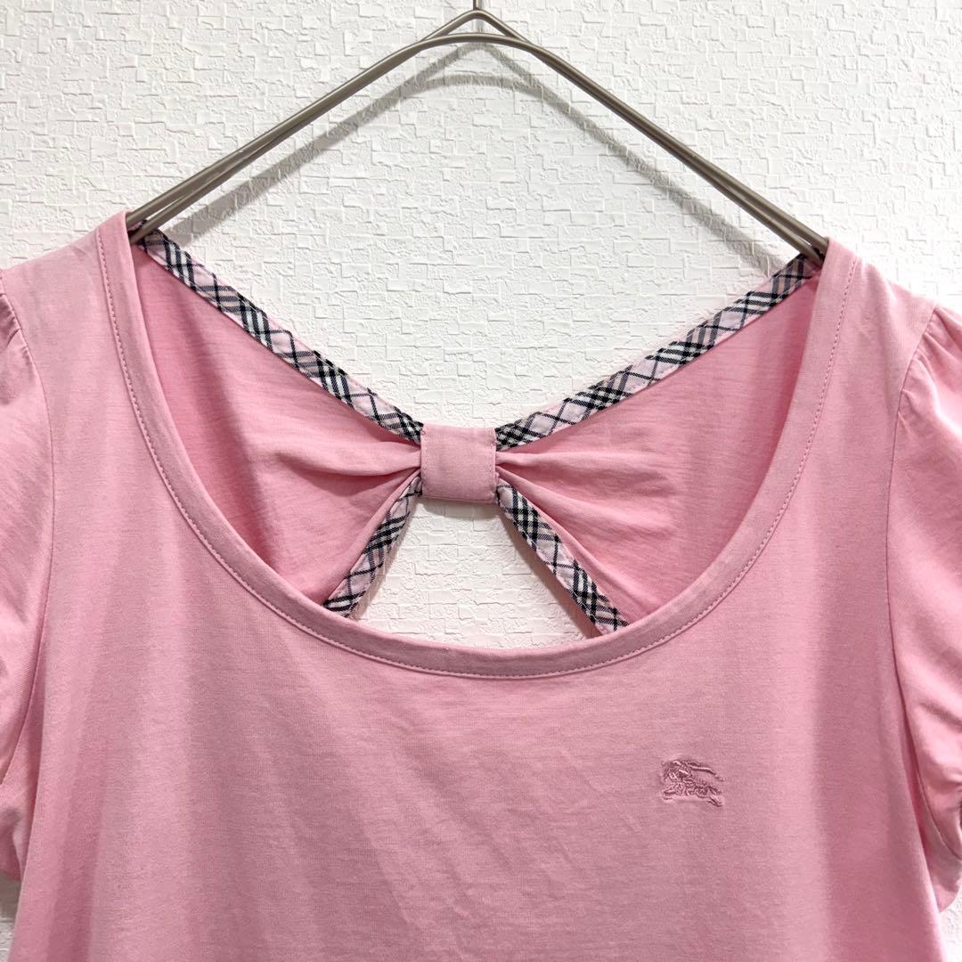 BURBERRY BLUE LABEL バックリボン パフ袖カットソー y2k