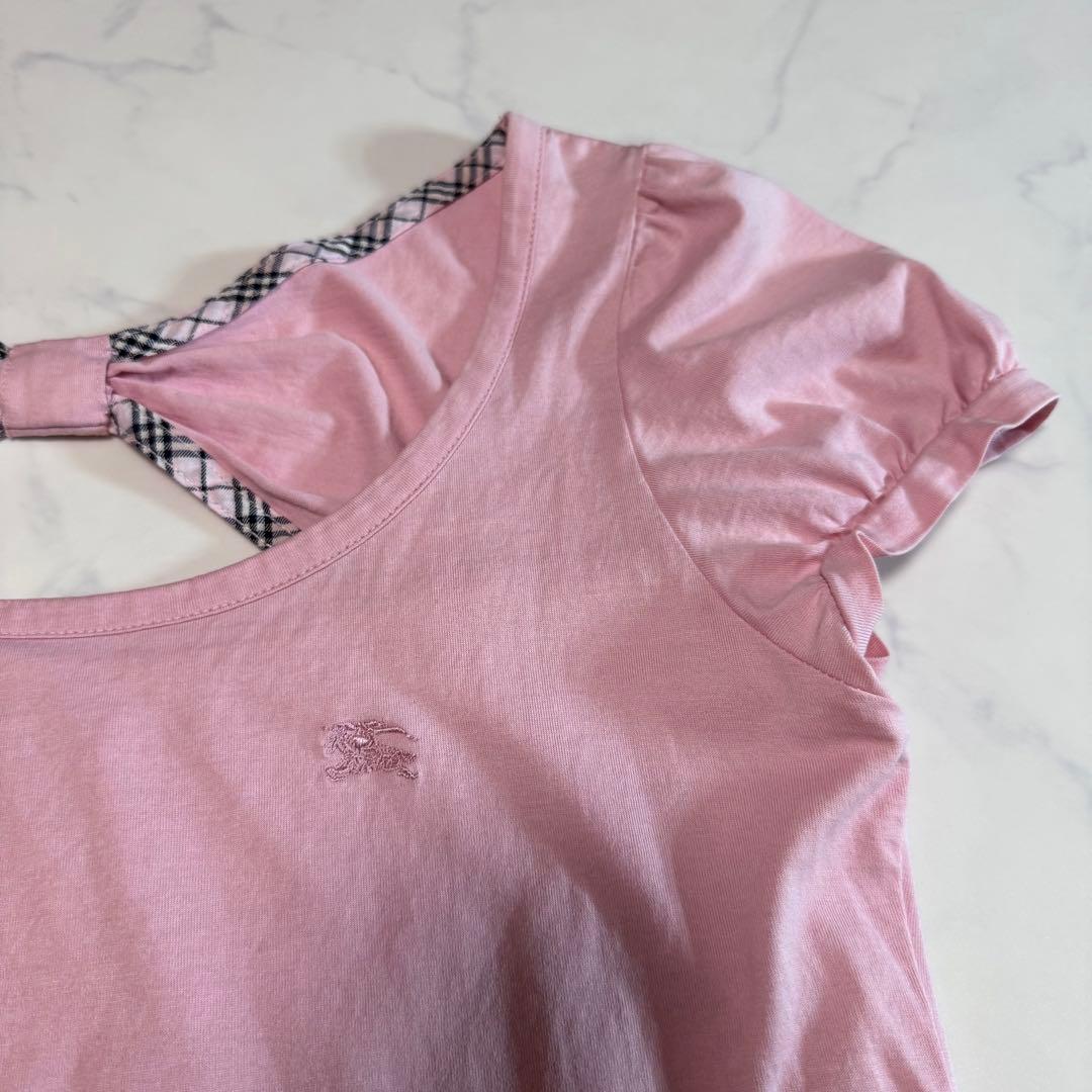 BURBERRY BLUE LABEL バックリボン パフ袖カットソー y2k