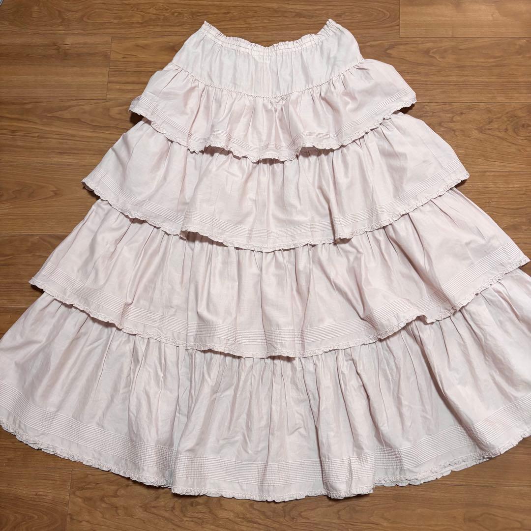 カネコイサオ☆綿ローン段々ティアードスカート ピンク