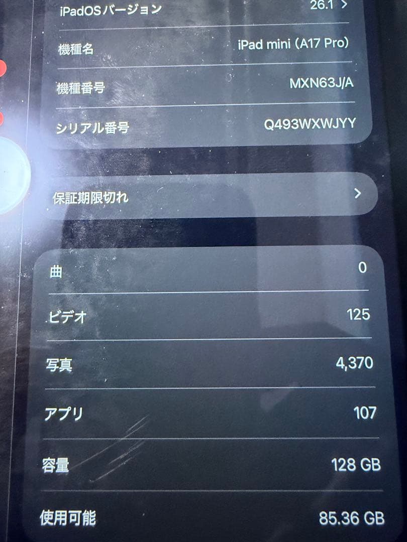 Apple pencil pro付　iPad mini7 128GB 本体
