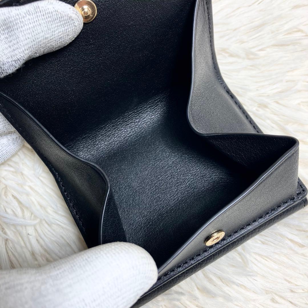 【極美品・希少】 COACH 三つ折り コンパクトウォレット ゴールドロゴ