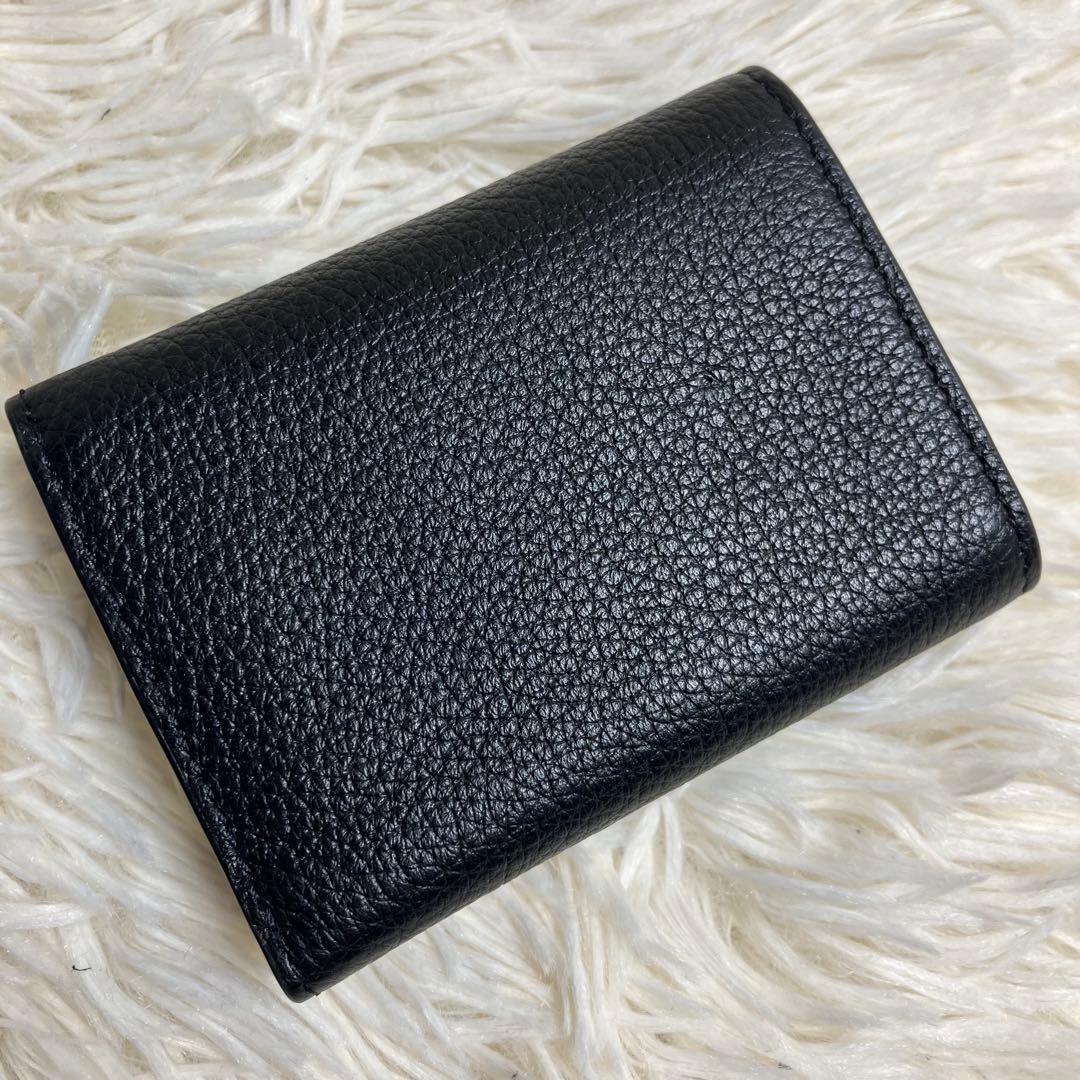 【極美品・希少】 COACH 三つ折り コンパクトウォレット ゴールドロゴ