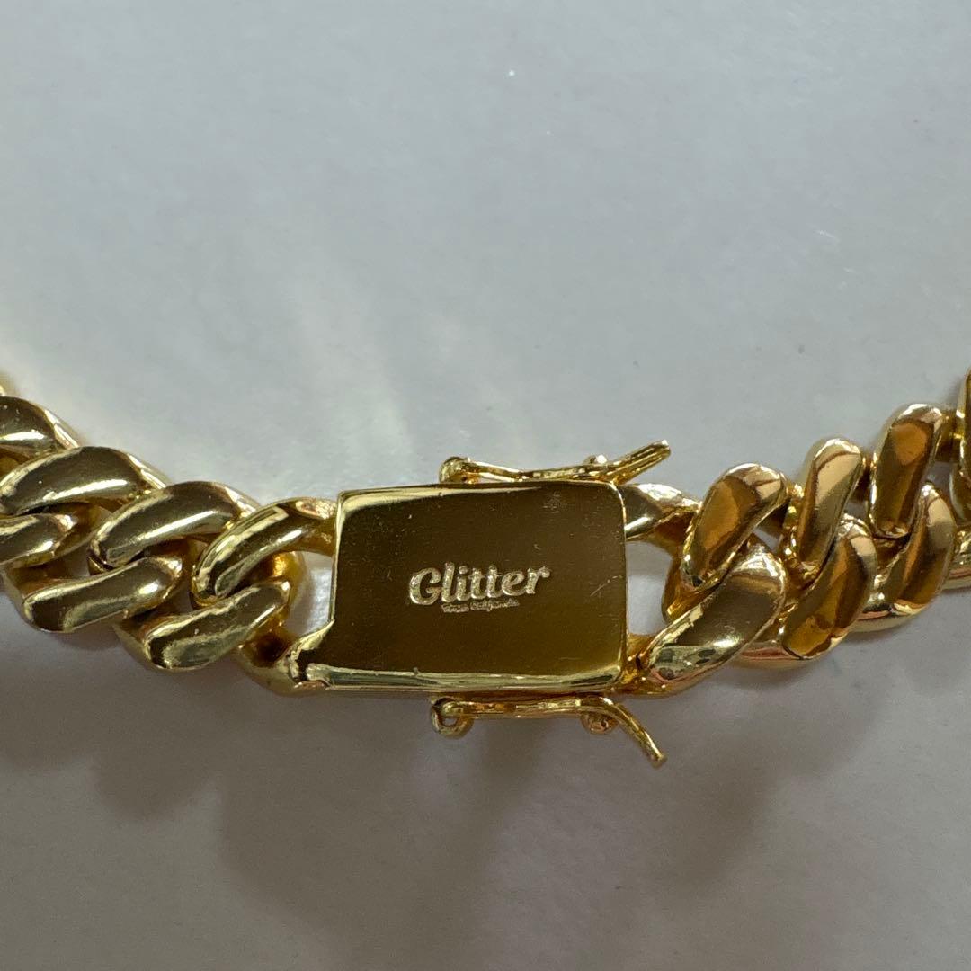 み*F様 Glitter ゴールド チェーンネックレス 幅12mm長さ45cm