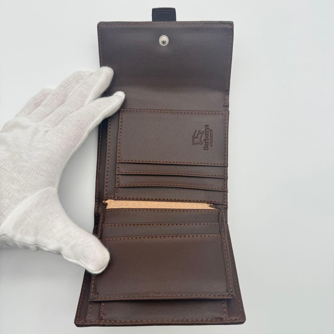 【美品】バーバリーロンドン 折り財布 ノバチェック レザー ホースロゴ