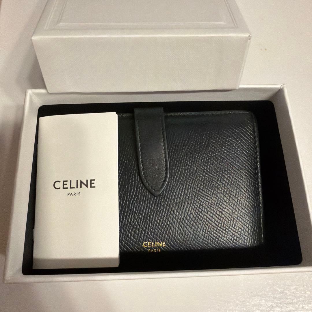 CELINE ブラックレザー 二つ折り財布