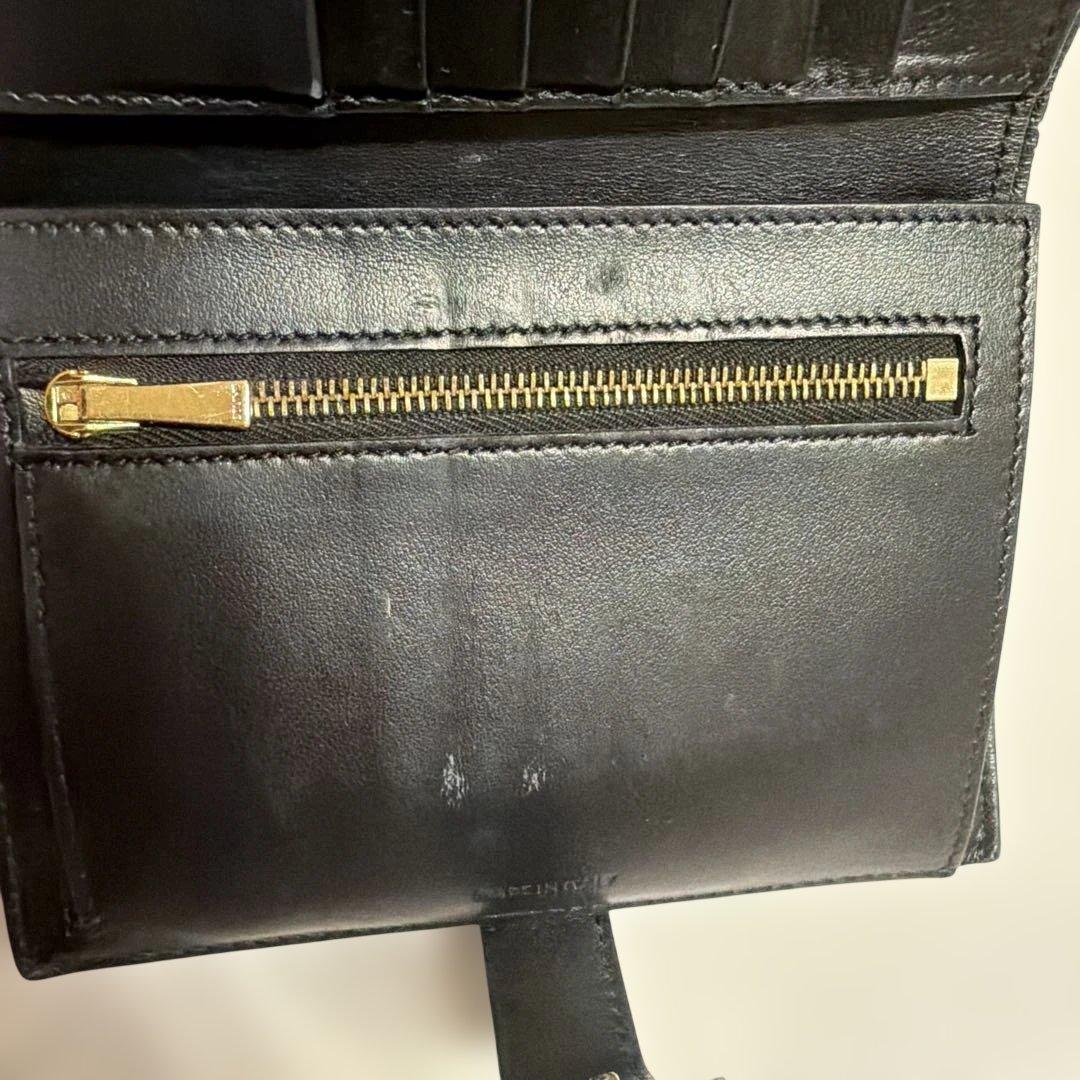 CELINE ブラックレザー 二つ折り財布