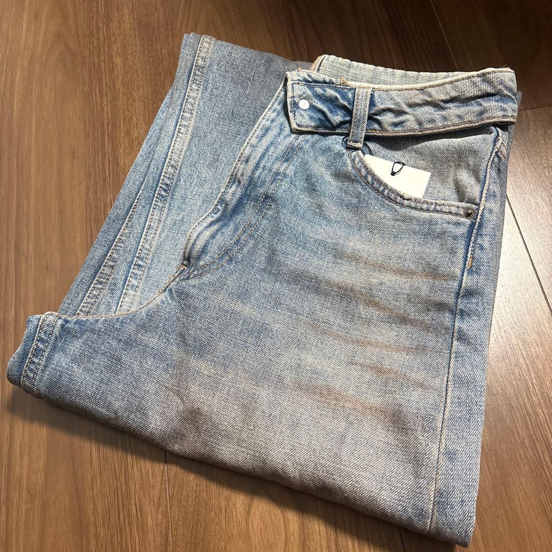 ZARA 26SS TRF ミッドライズ折り返しウエストデニムパンツ
