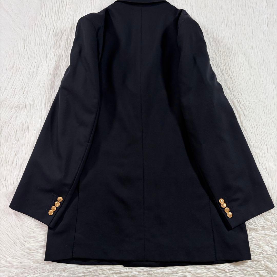 極美品 バーバリー 紺ブレ 刻印金ボタン モヘヤ混ダブル 裏地シャドーホース