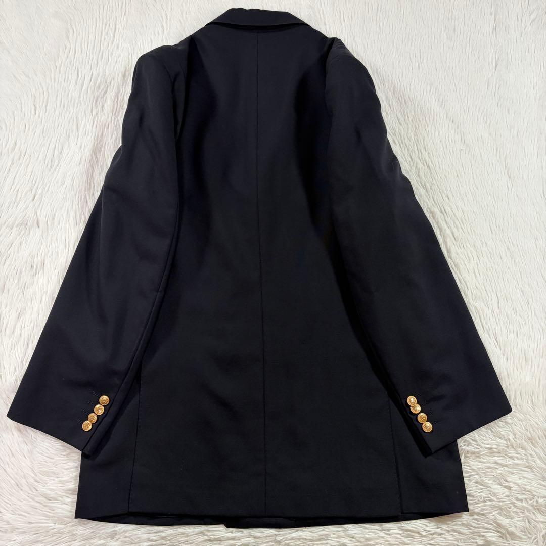 極美品 バーバリー 紺ブレ 刻印金ボタン モヘヤ混ダブル 裏地シャドーホース