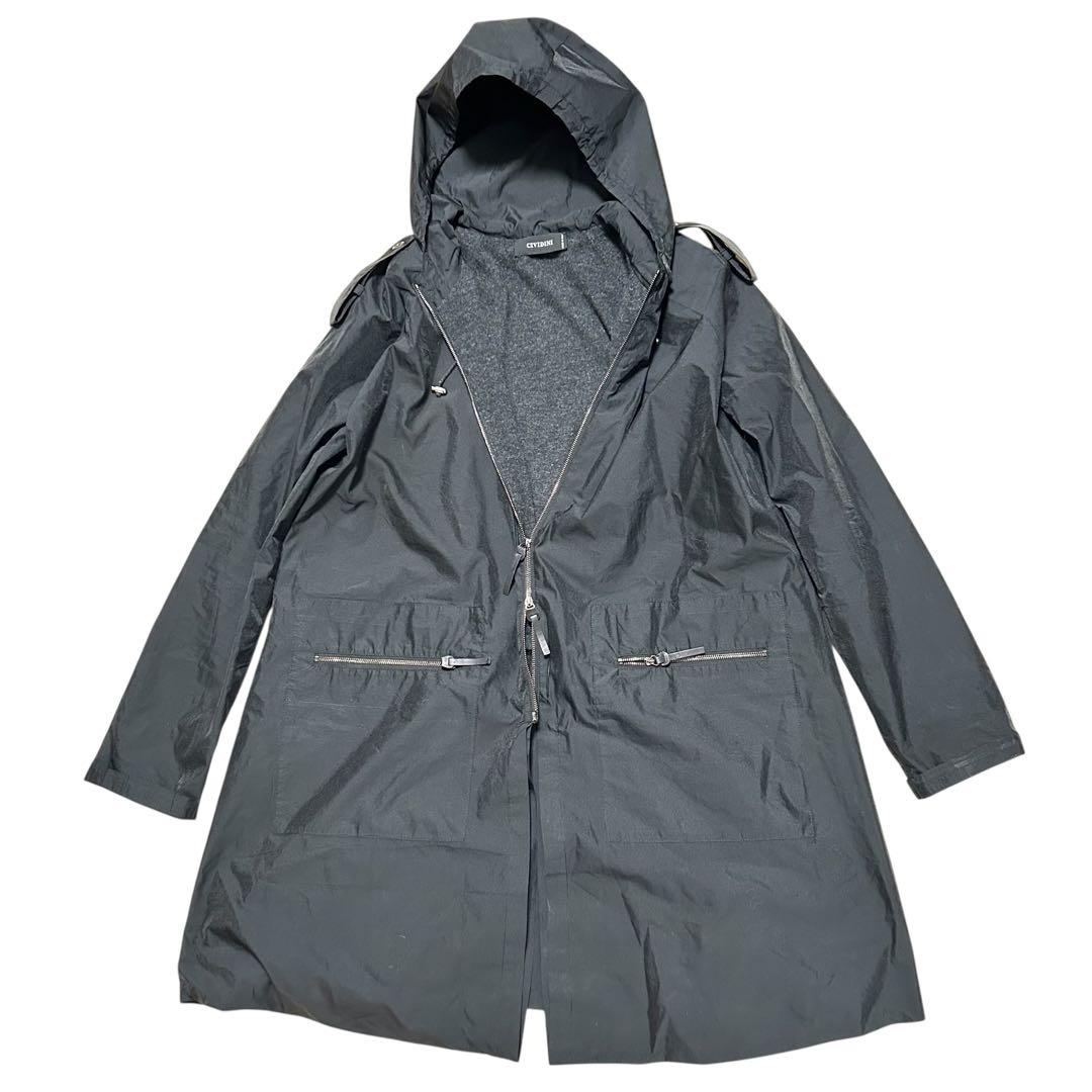 CIVIDINI トレンチコート ナイロン ウール カシミヤ 黒 ユニセックス