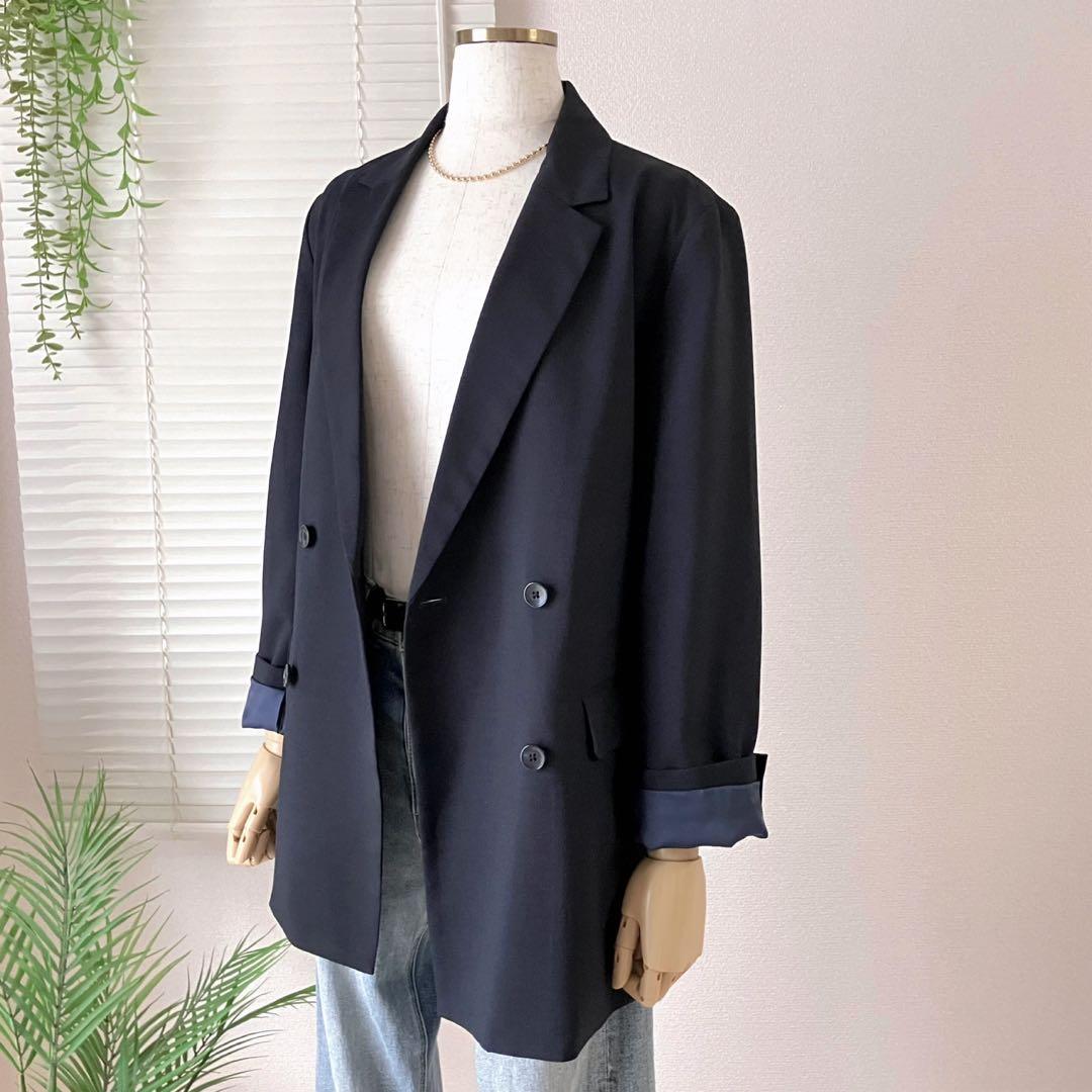 【2024SS】SLOBE IENA ウォッシャブルツイルダブルジャケット 紺