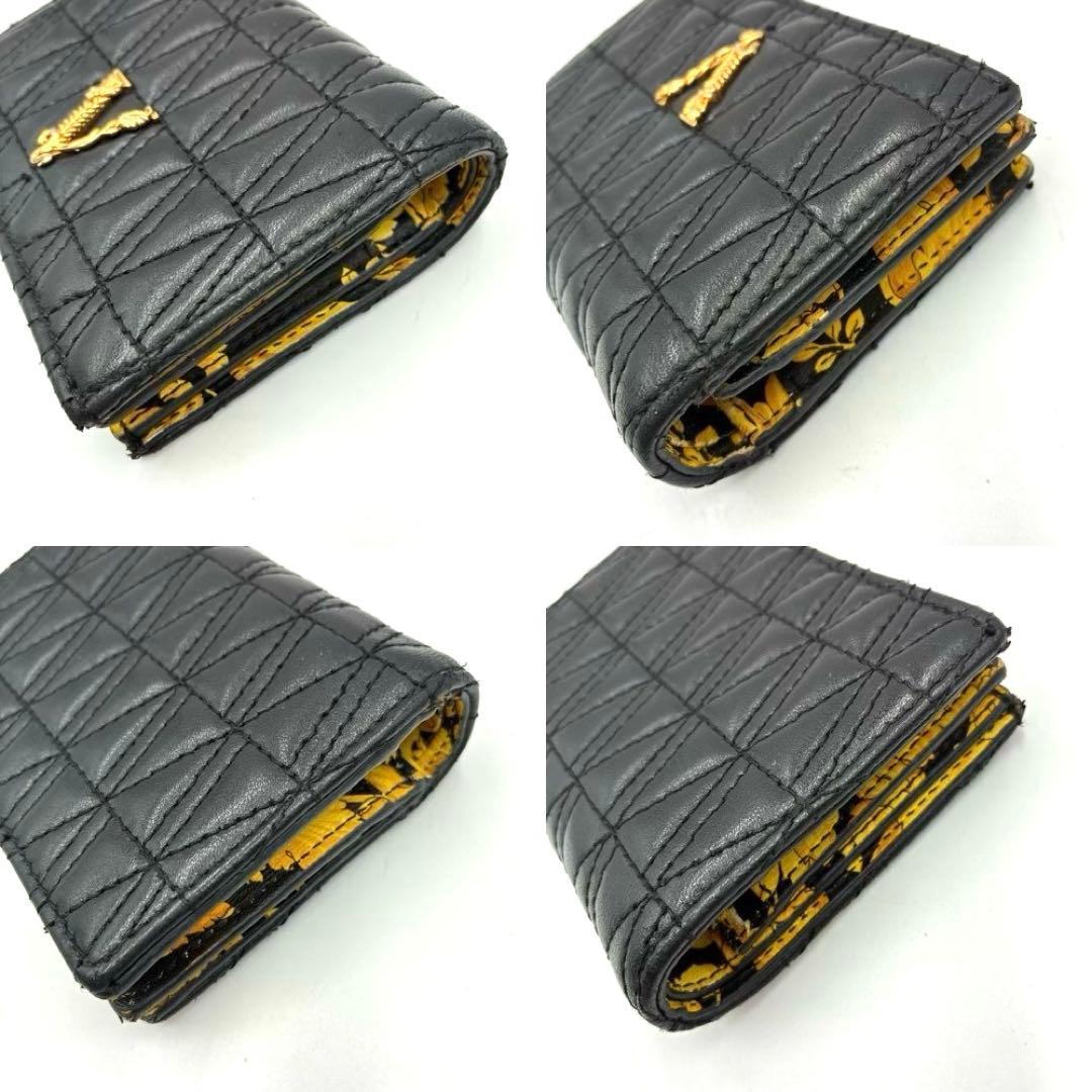 ヴェルサーチ ヴィルトゥス 折り財布 Vロゴ キルティング レザー ブラック