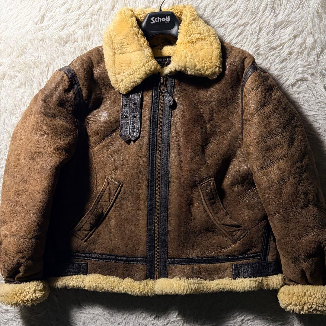 【米国製】schott フライトジャケット　B-3 羊革　ムートン　ボア　44