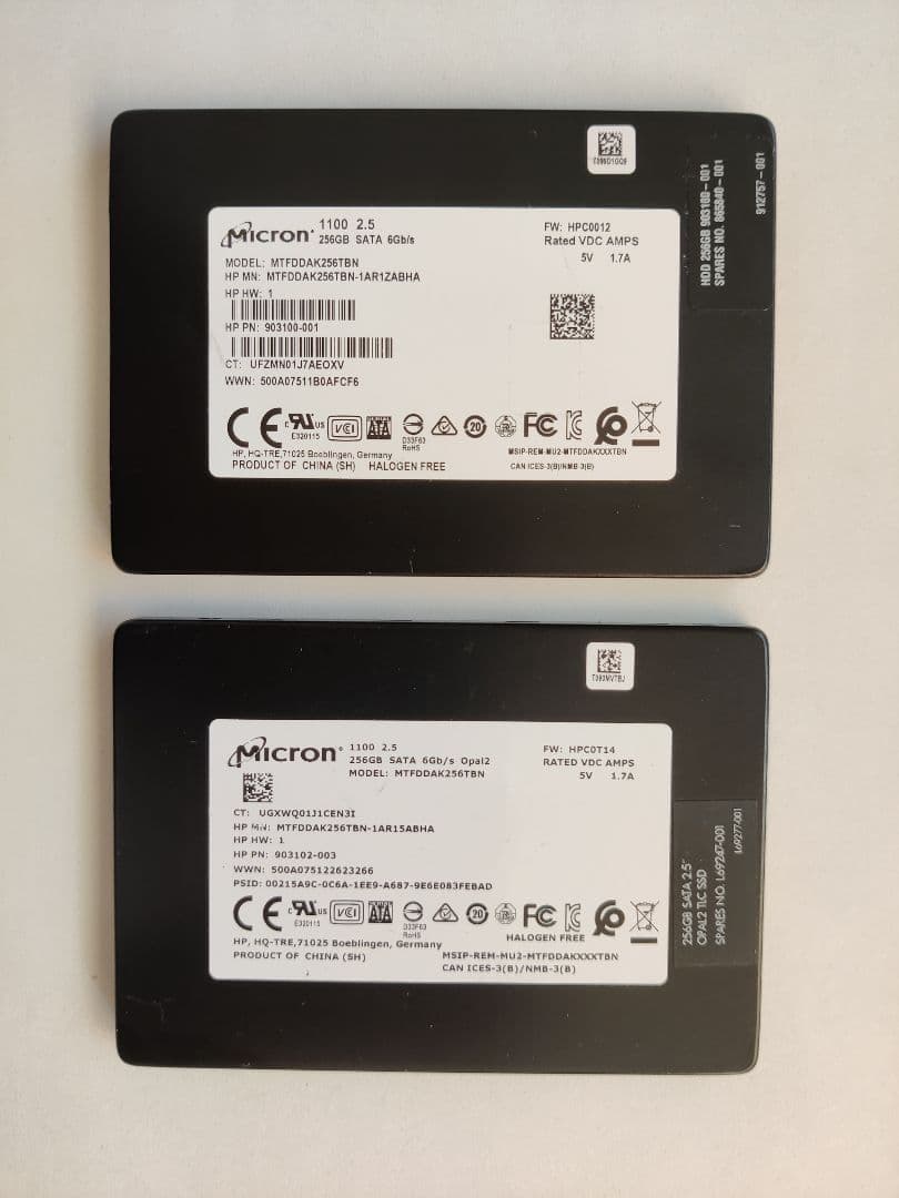 【2枚セット】Micron 2.5インチ SATA SSD 256GB*2