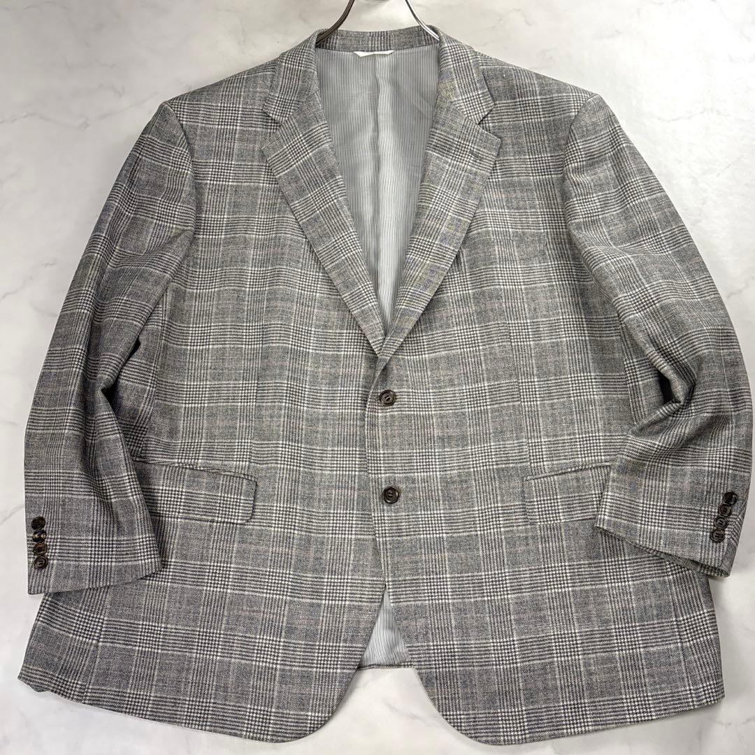 超ビッグ4XL エルメネジルドゼニア 千鳥格子 テーラードジャケット ツイード