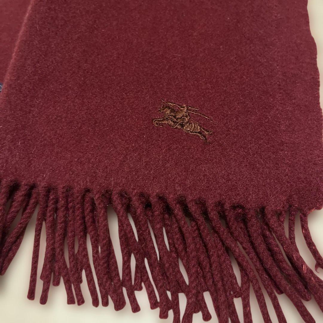 【美品】Burberry バーガンディ マフラー ストール カシミア えんじ 赤