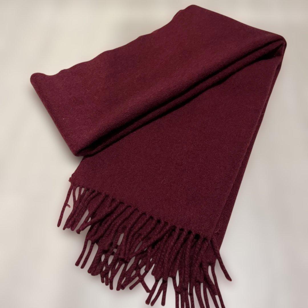 【美品】Burberry バーガンディ マフラー ストール カシミア えんじ 赤