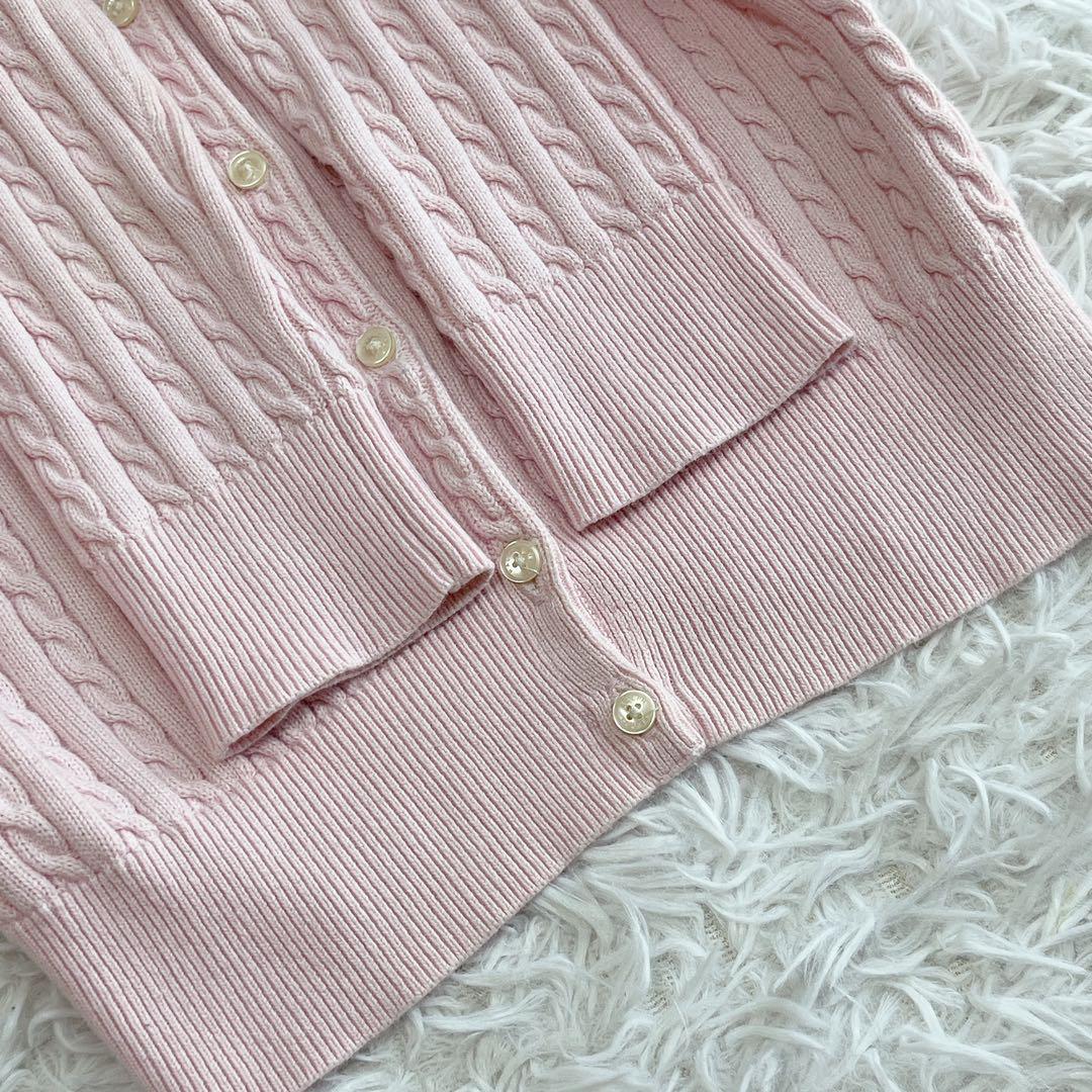春色♡ポロラルフローレン ケーブルニットカーディガン ポニー刺繍 ロゴ ピンク