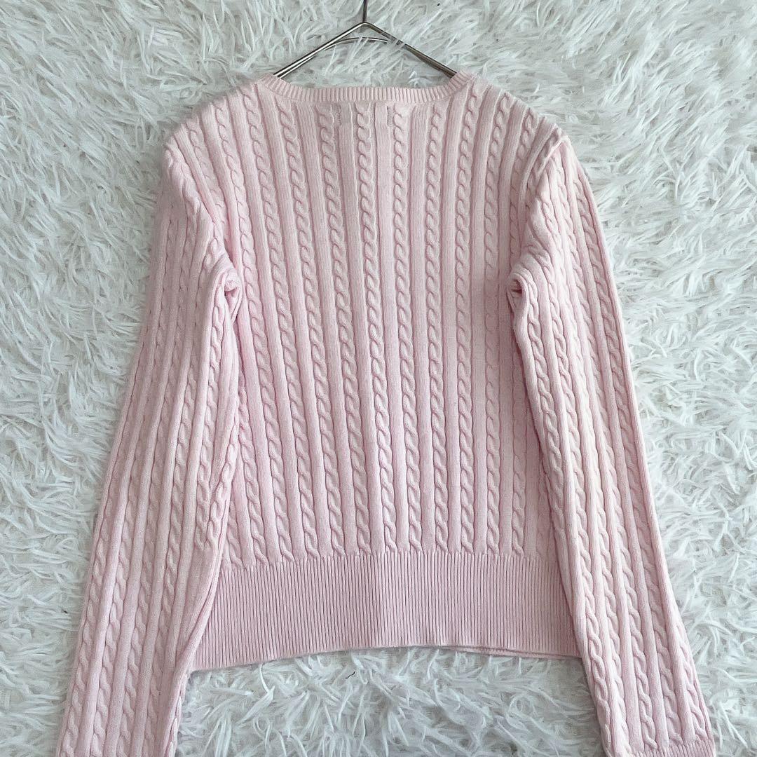 春色♡ポロラルフローレン ケーブルニットカーディガン ポニー刺繍 ロゴ ピンク