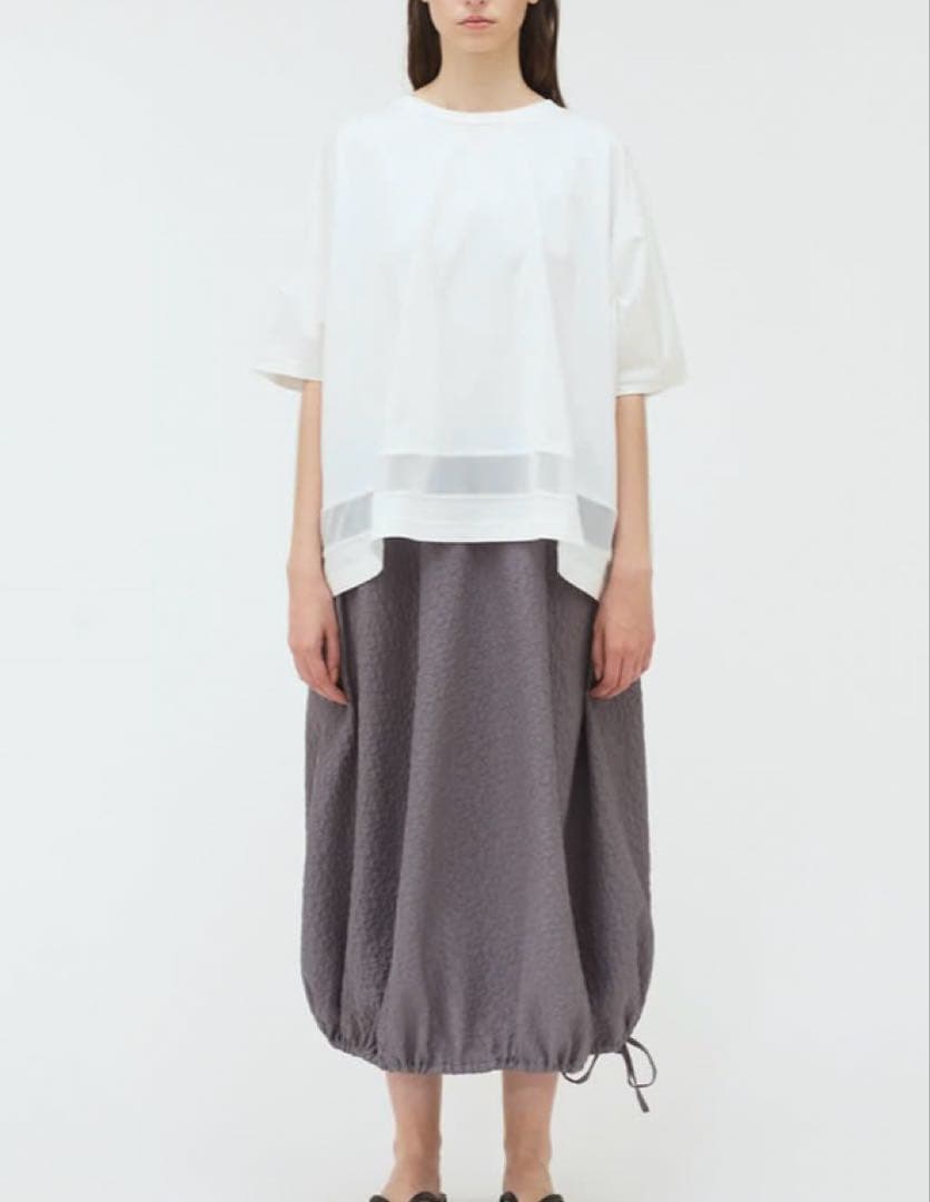 美品＊mizuiro ind メッシュミックスワイドプルオーバ Tシャツ 白