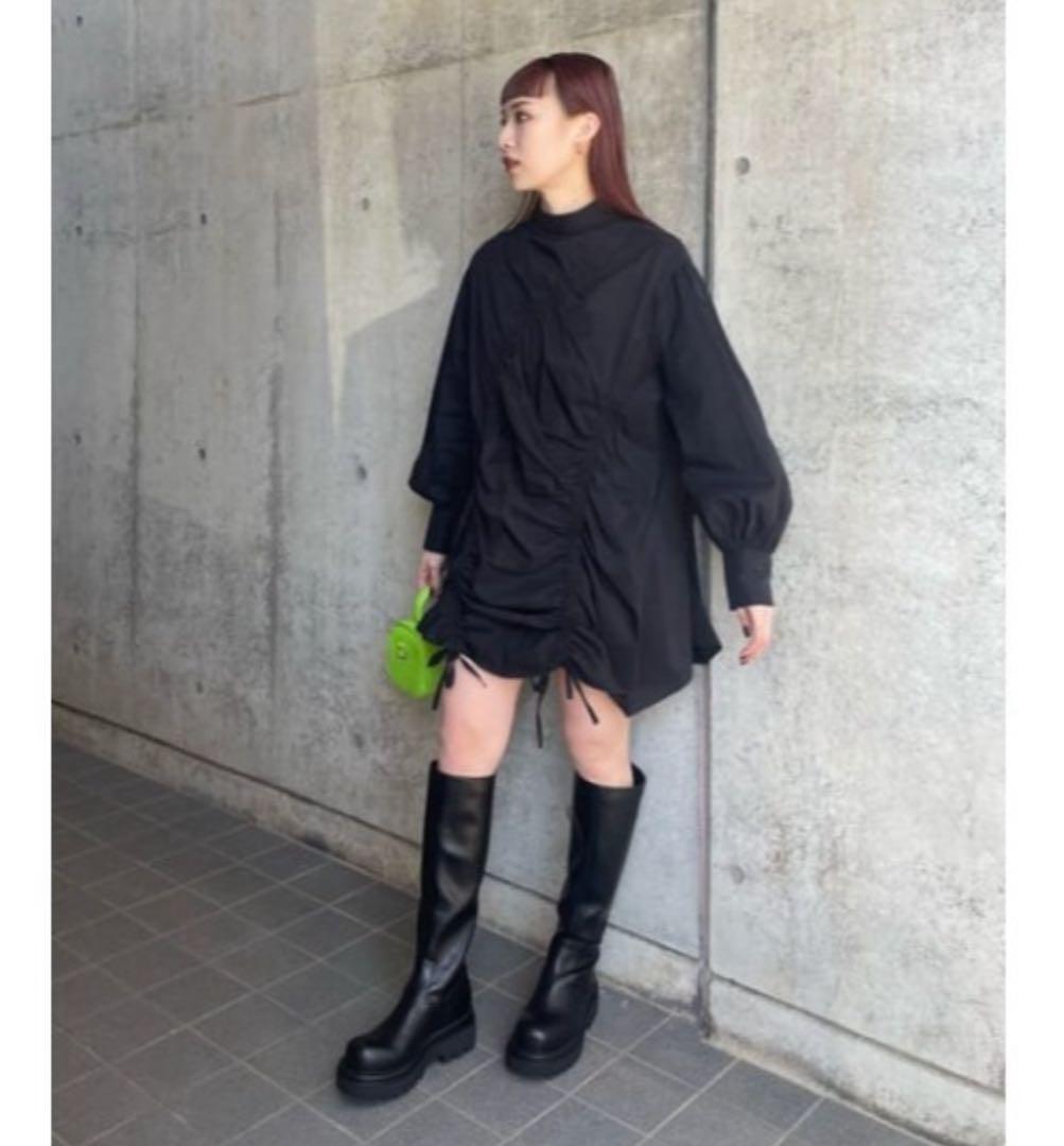 靴 SLY BULB TOE KNEE BOOTS