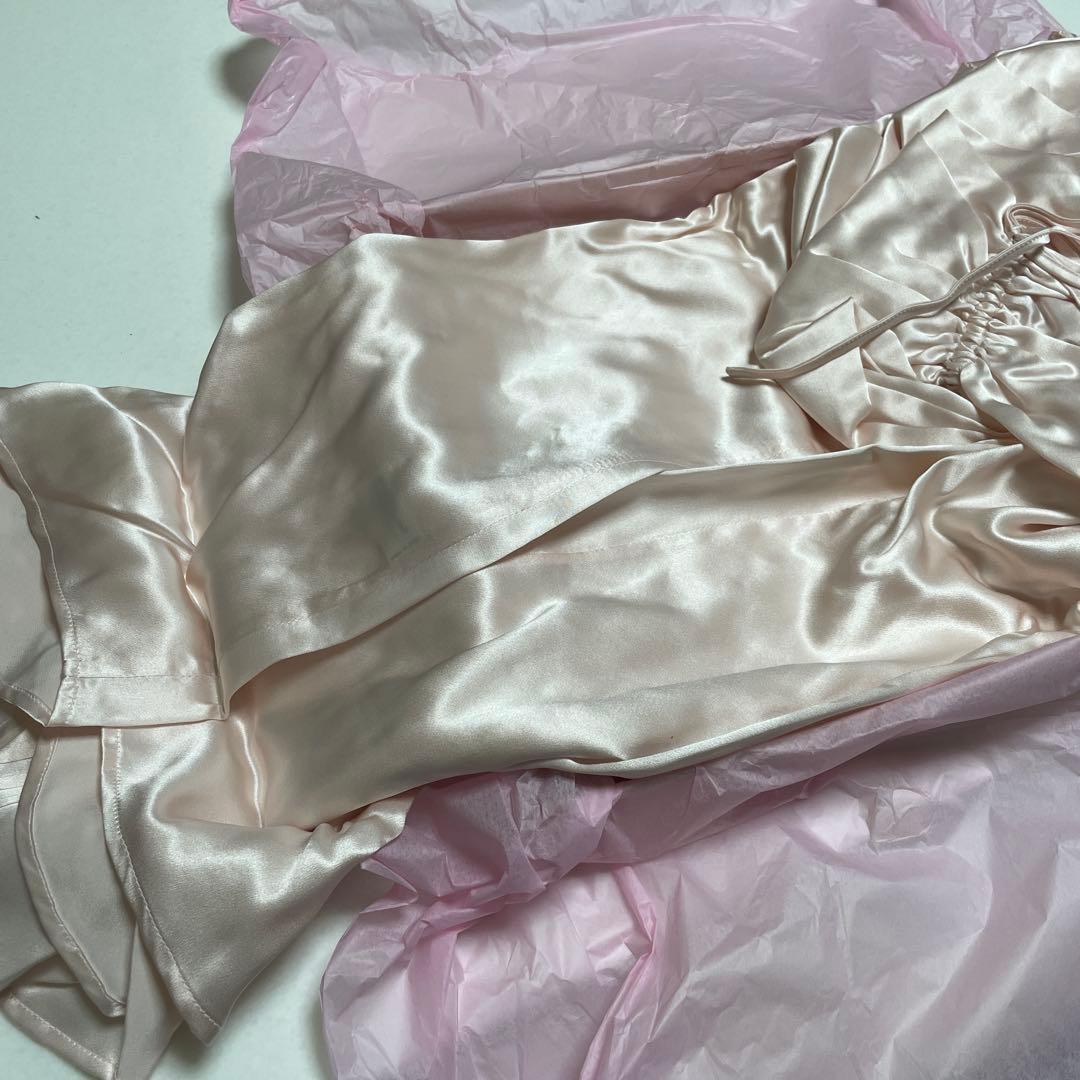 LINGE DE FÉE ピンクサテン フリルパジャマ