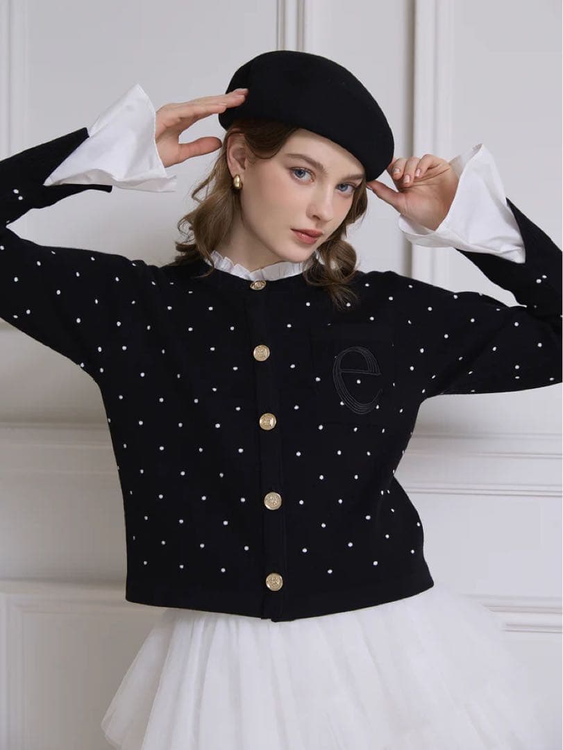 EIMY ISTOIRE Attached collar カーディガン ドット