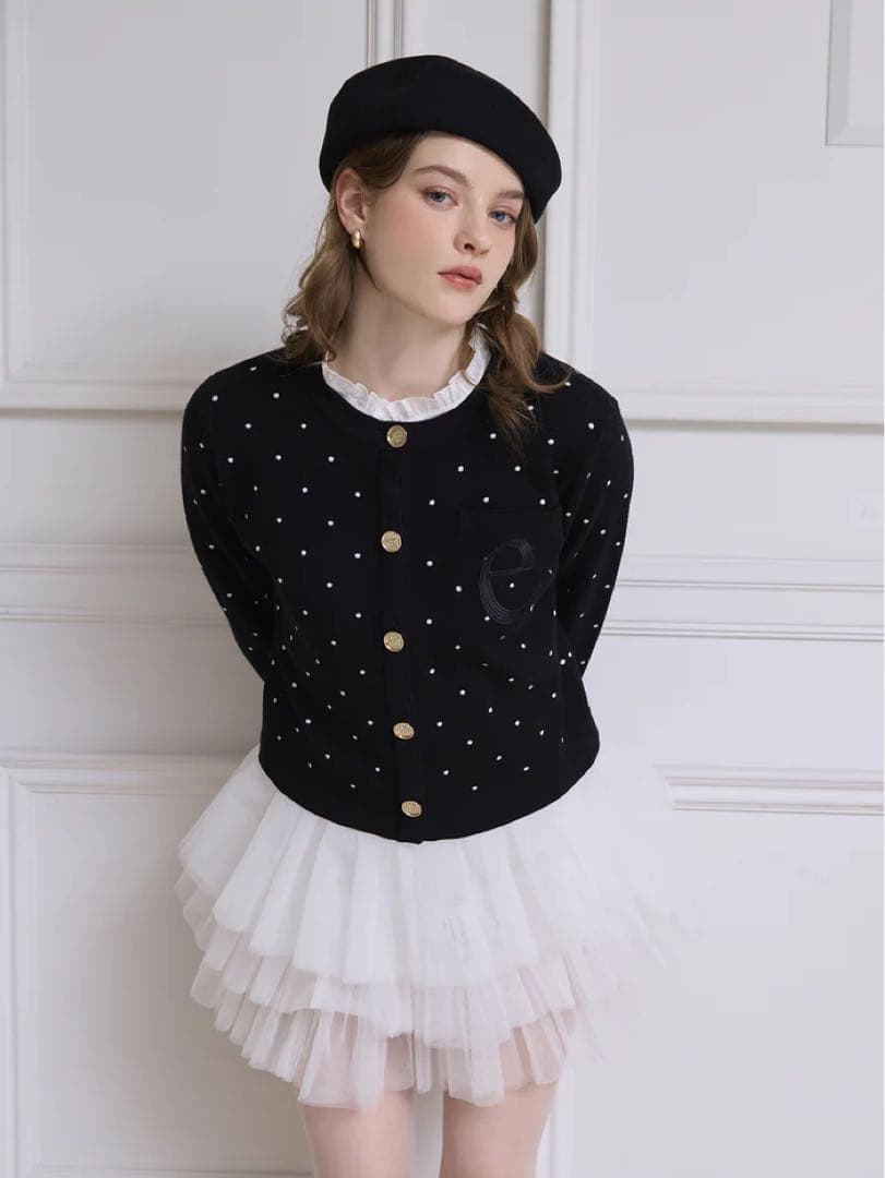 EIMY ISTOIRE Attached collar カーディガン ドット