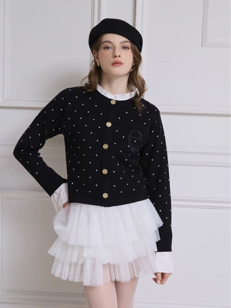 EIMY ISTOIRE Attached collar カーディガン ドット