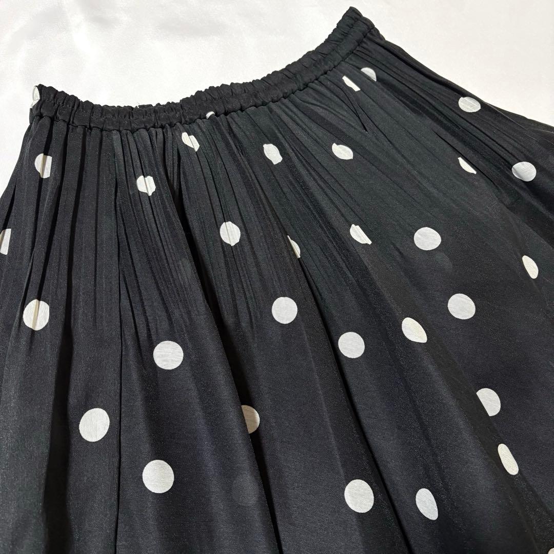 【美品】ユナイテッドアローズ オーガンジー プリント プリーツスカート ドット柄