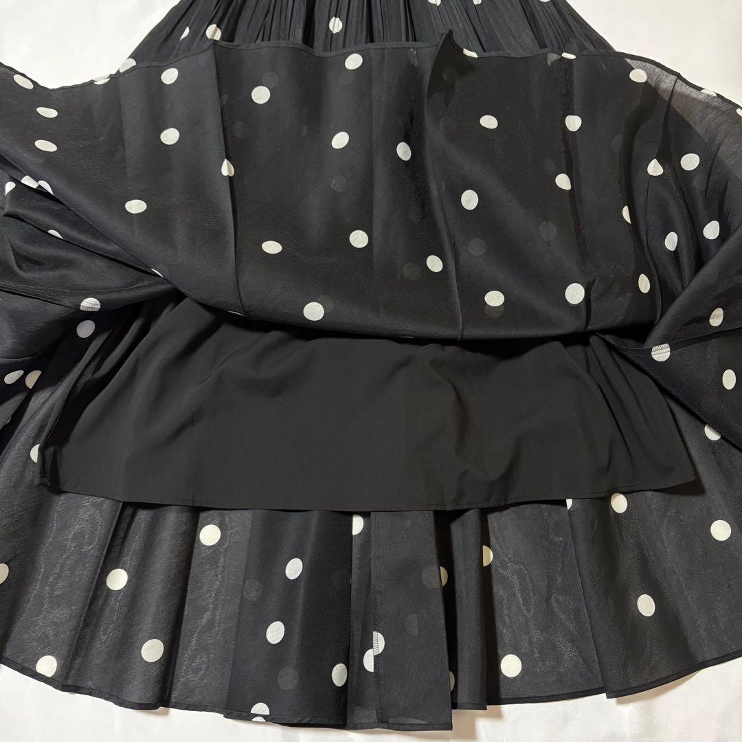 【美品】ユナイテッドアローズ オーガンジー プリント プリーツスカート ドット柄