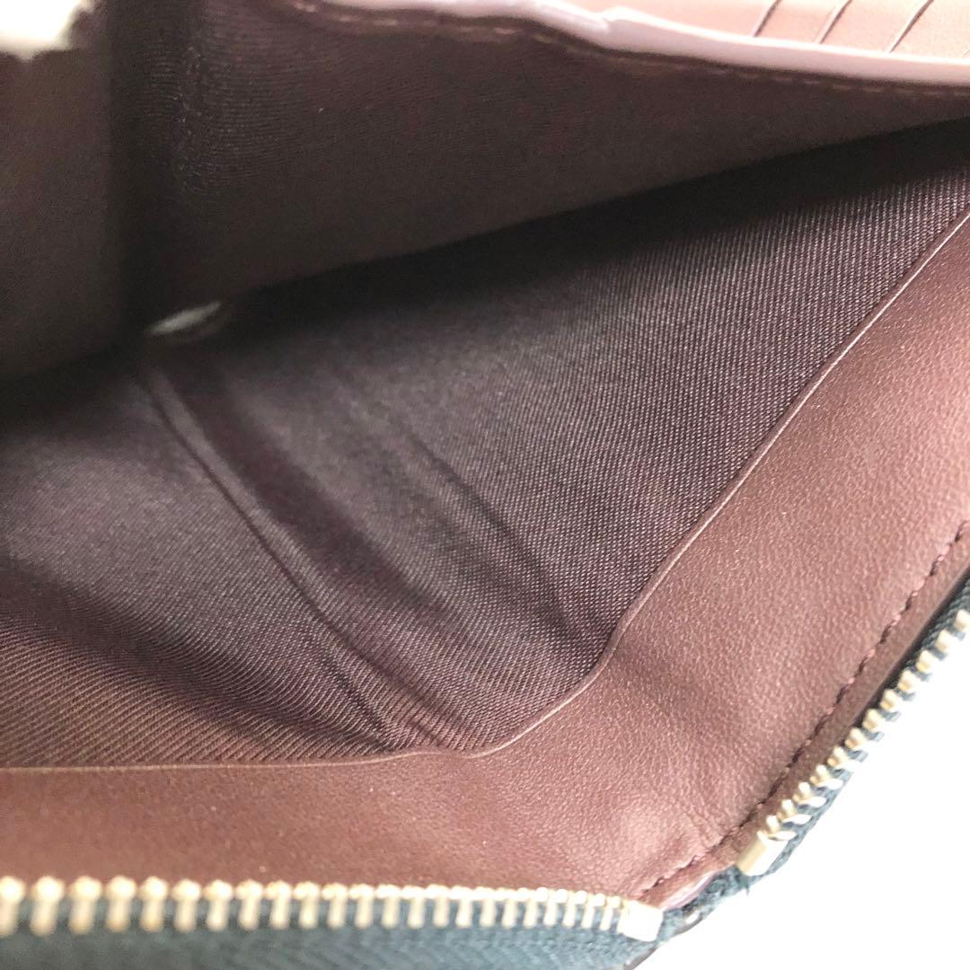 美品✨　COACH コーチ　財布　ラウンドファスナー　グリーン　シルバー