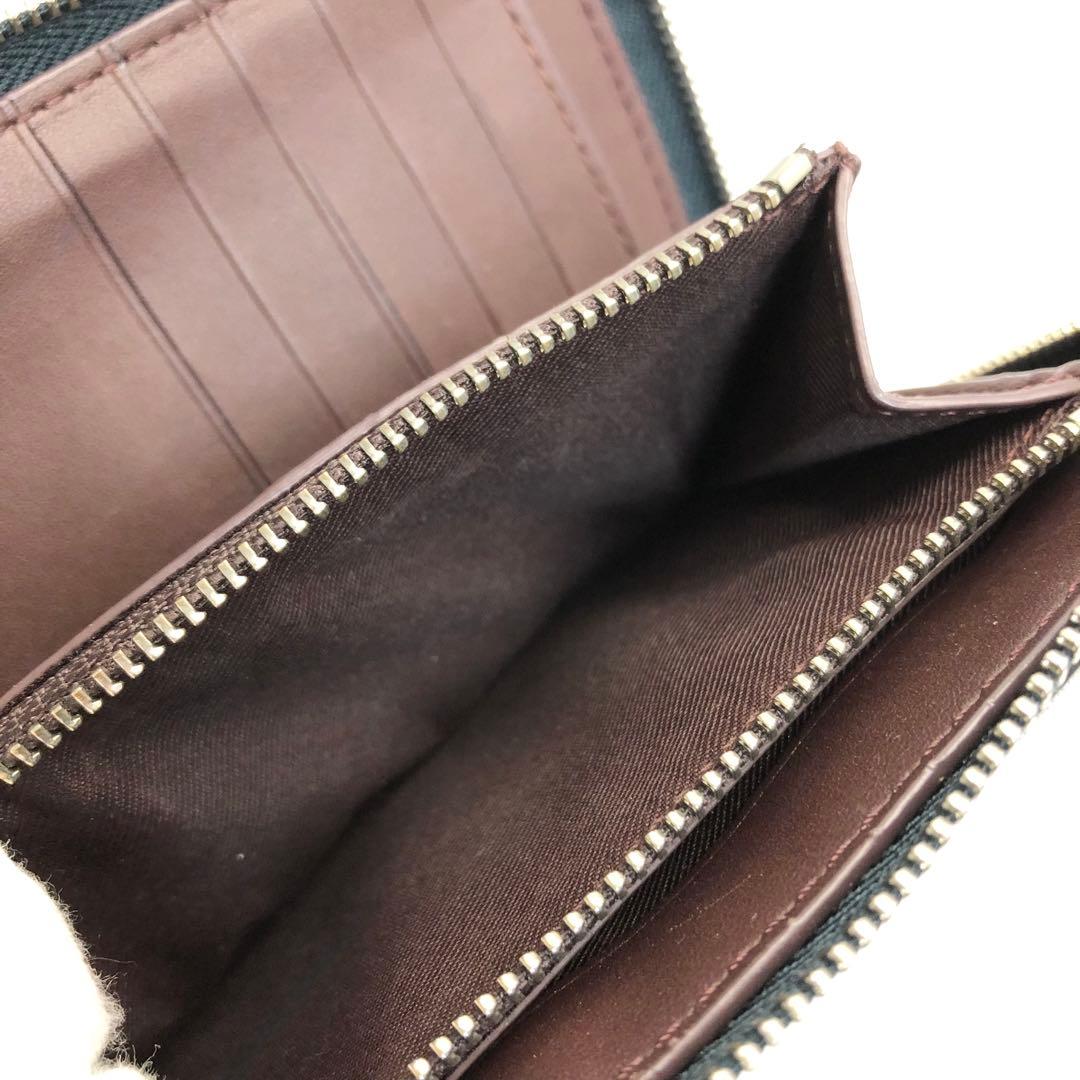 美品✨　COACH コーチ　財布　ラウンドファスナー　グリーン　シルバー
