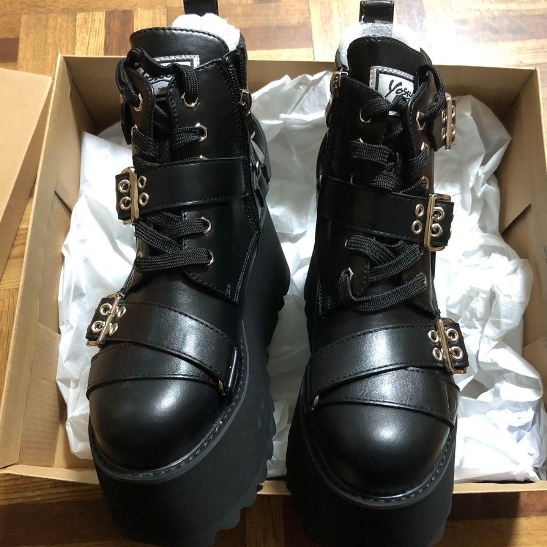 新品 Lサイズ YOSUKE ハーネスデザイン パンク系 厚底スニーカー 黒