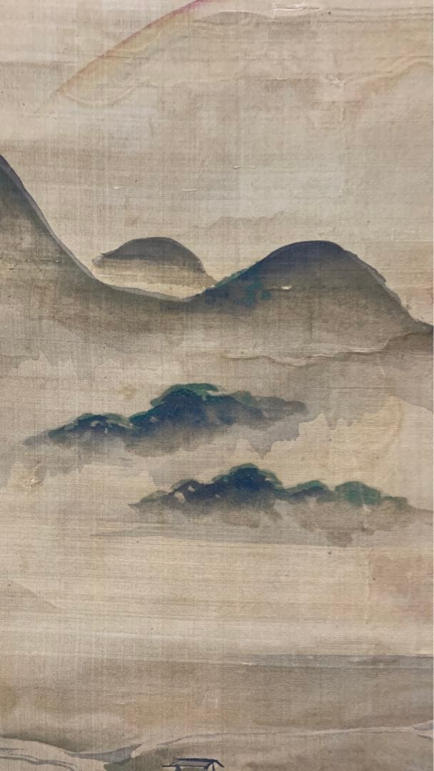 ②④ 中国？山水風景水墨画掛軸　署名捺印有り　作者不明　江戸時代？