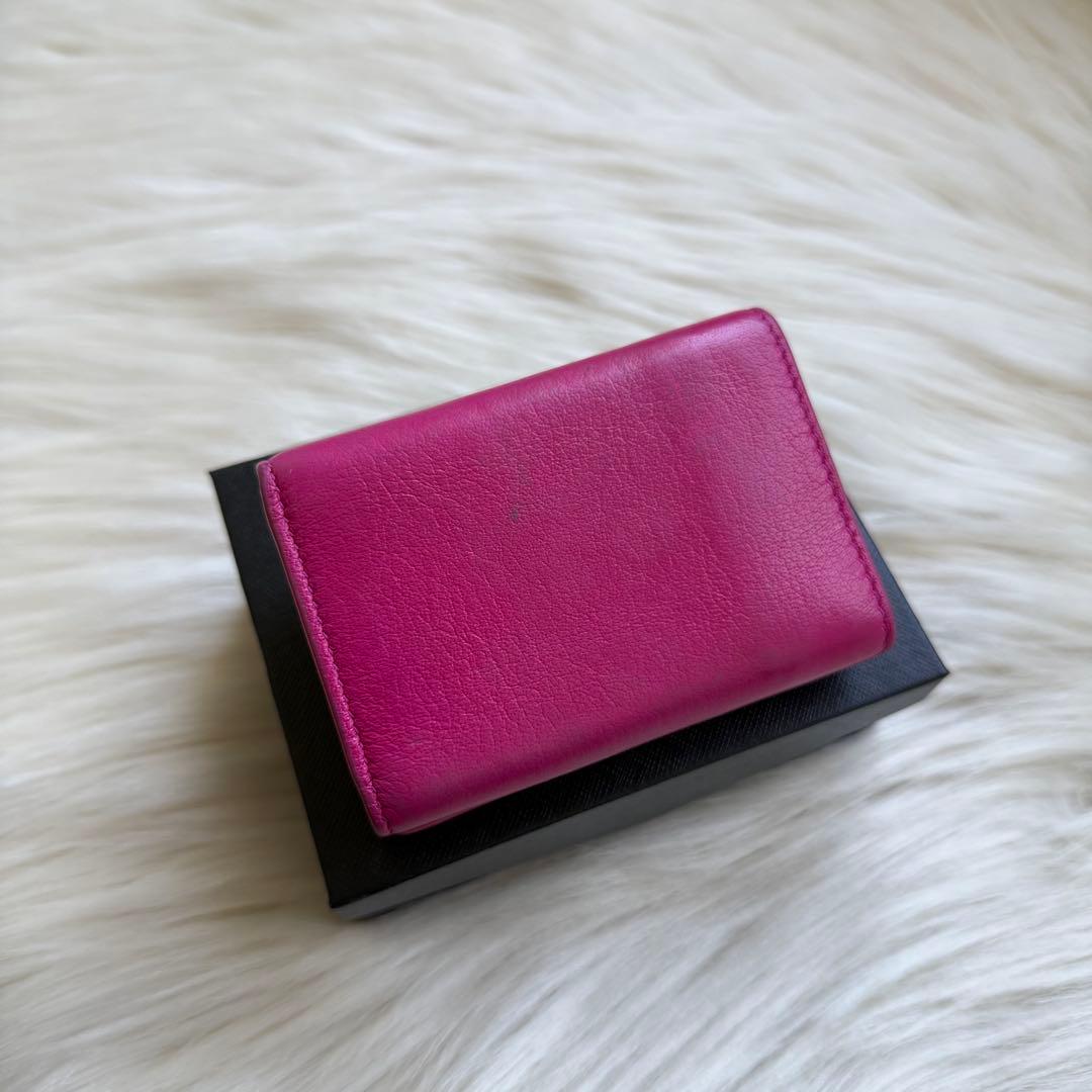 バレンシアガ ペーパー ミニウォレット レザー ピンク 三つ折り財布