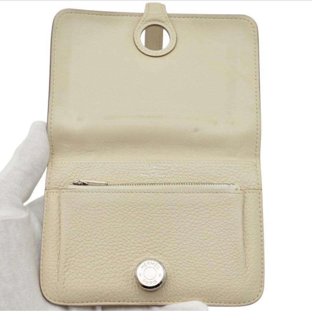 HERMES ドゴン コンパクト アイボリー系 二つ折り財布 U刻印