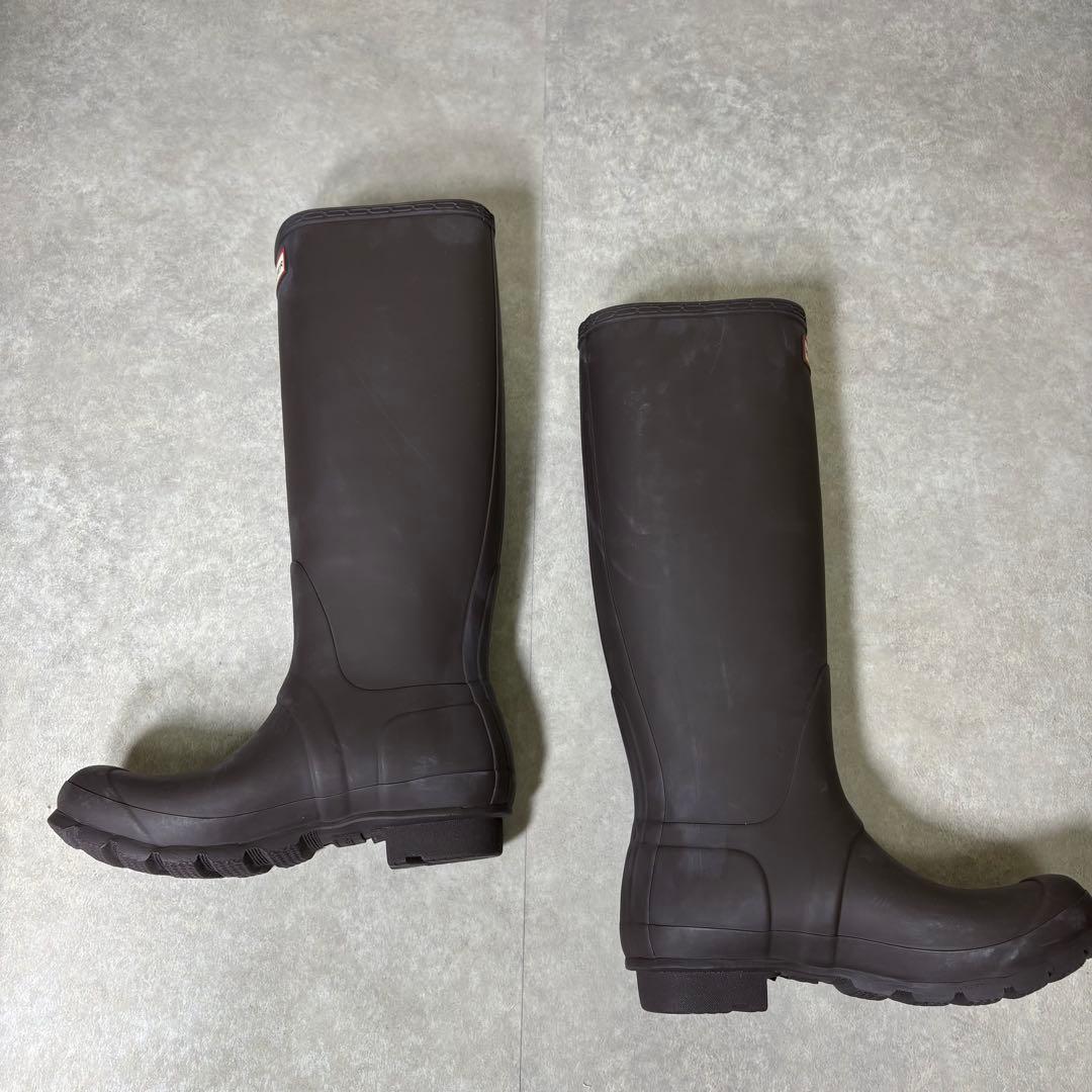未使用品　ハンター　長靴 ダークブラウン バックル付き　23cm シンプル