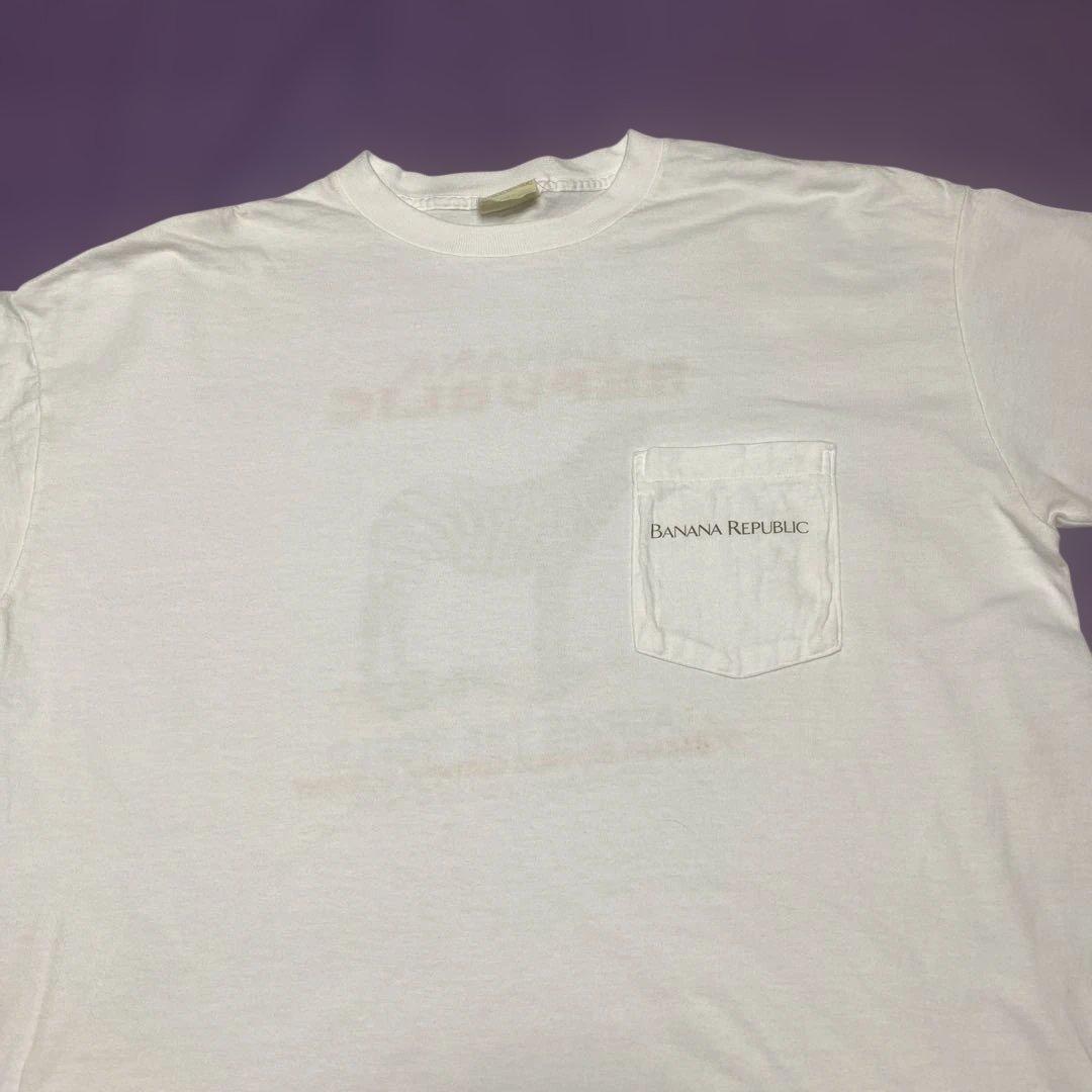 BANANA REPUBLIC Tシャツ 90s 胸ポケット　ゼブラ柄