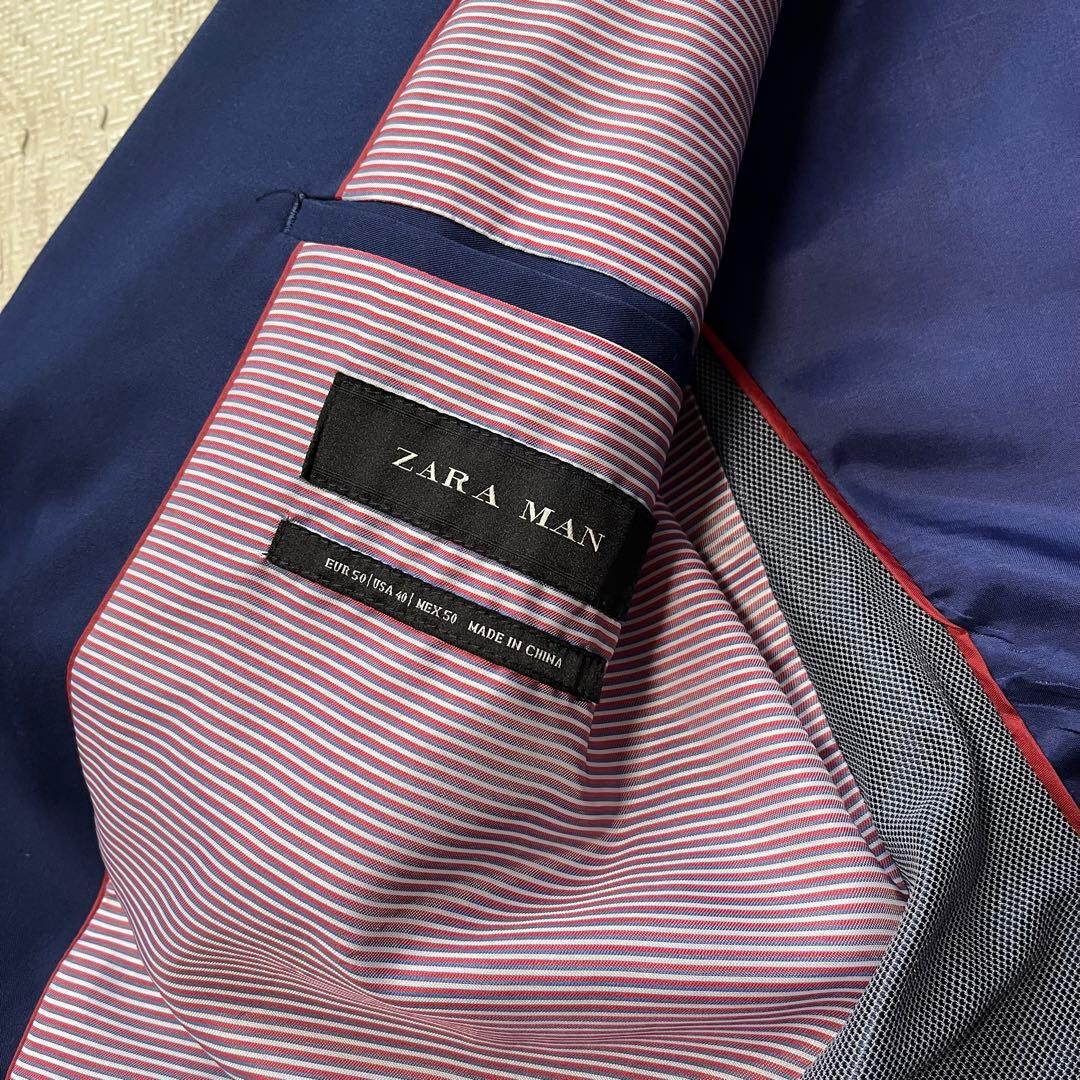 【美品】　ZARA ブルー　ネイビー　スーツ　セットアップ　XL 50