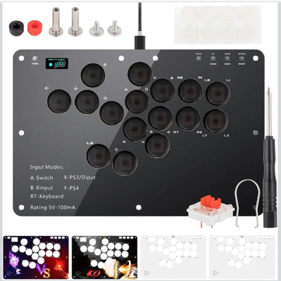 レバーレス アケコン 16ボタン RP2040搭載 超低遅延 OLED RGB
