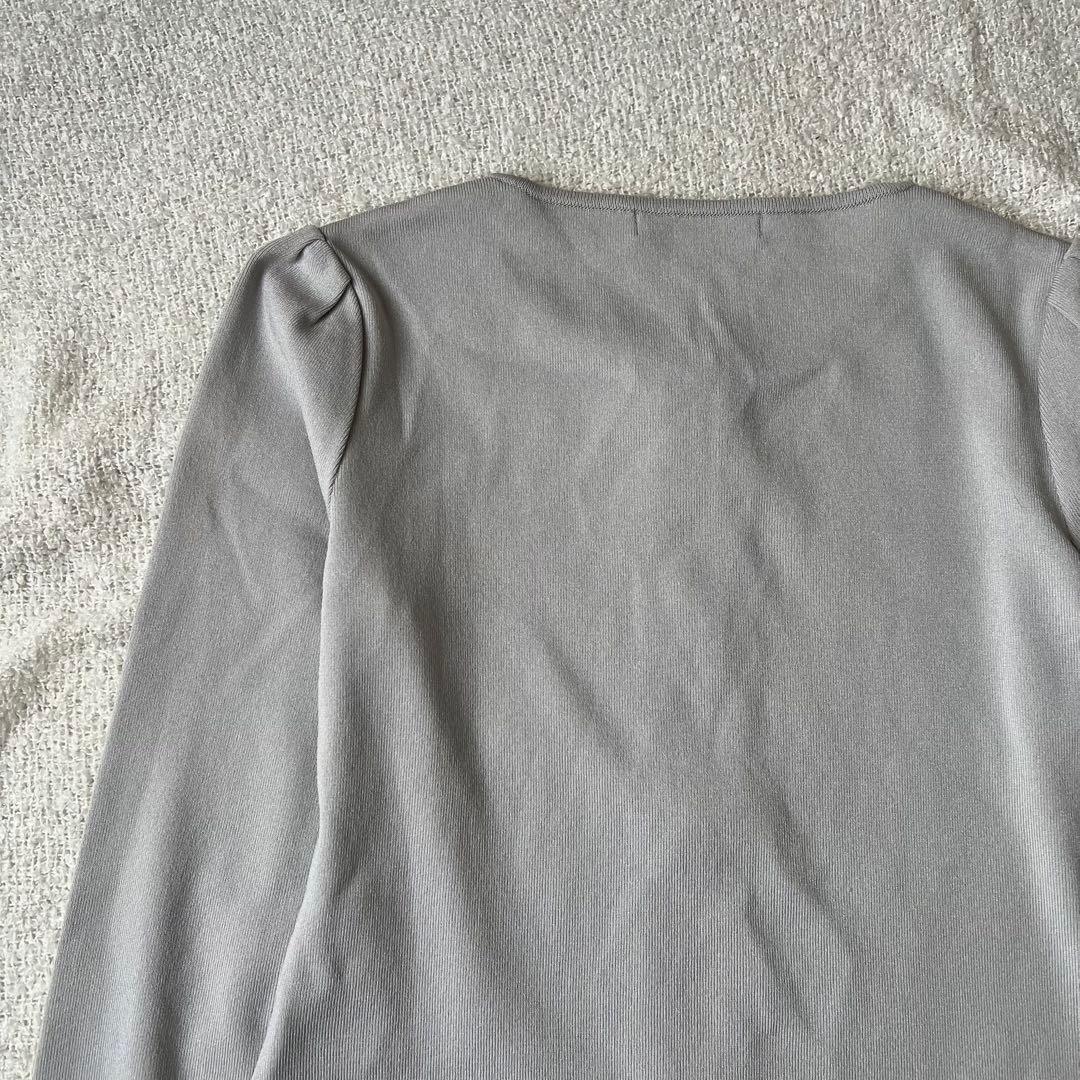 【美品】Rene 袖リボン ジップアップ カーディガン グレー 36