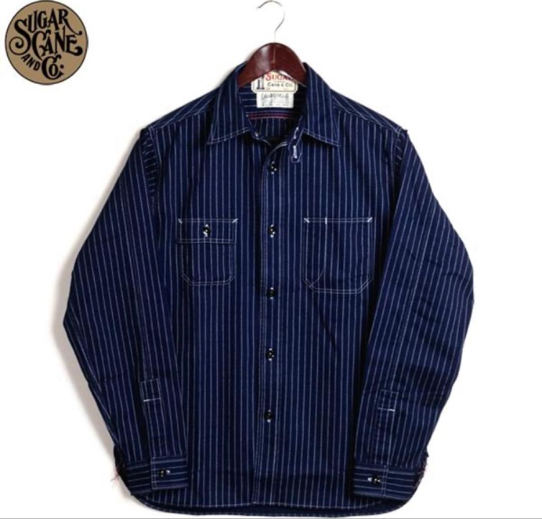 新品タグ付SUGAR CANE8.5ozウォバッシュ ストライプ ワーク シャツ