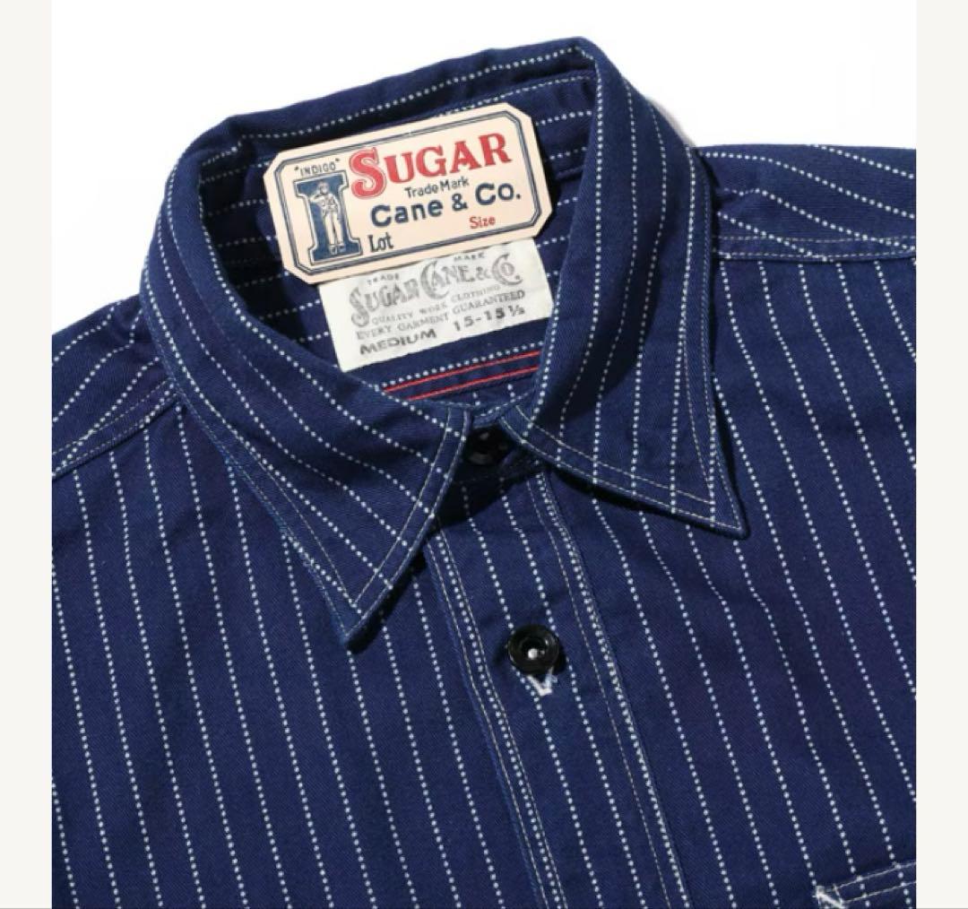 新品タグ付SUGAR CANE8.5ozウォバッシュ ストライプ ワーク シャツ