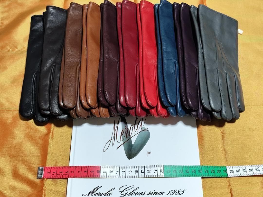 値下げ 今季 メローラ ナッパ紫 カシミア黒 グローブ 革手袋 MEROLA