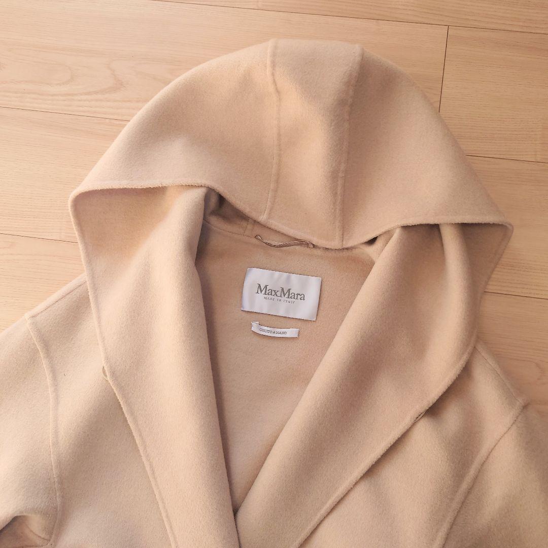 Max Mara　ピュアキャメル フーディ ダブルフェイスコート　ベージュ