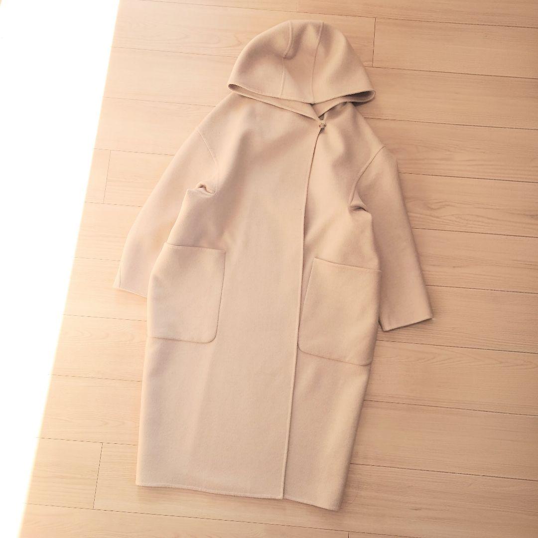 Max Mara　ピュアキャメル フーディ ダブルフェイスコート　ベージュ