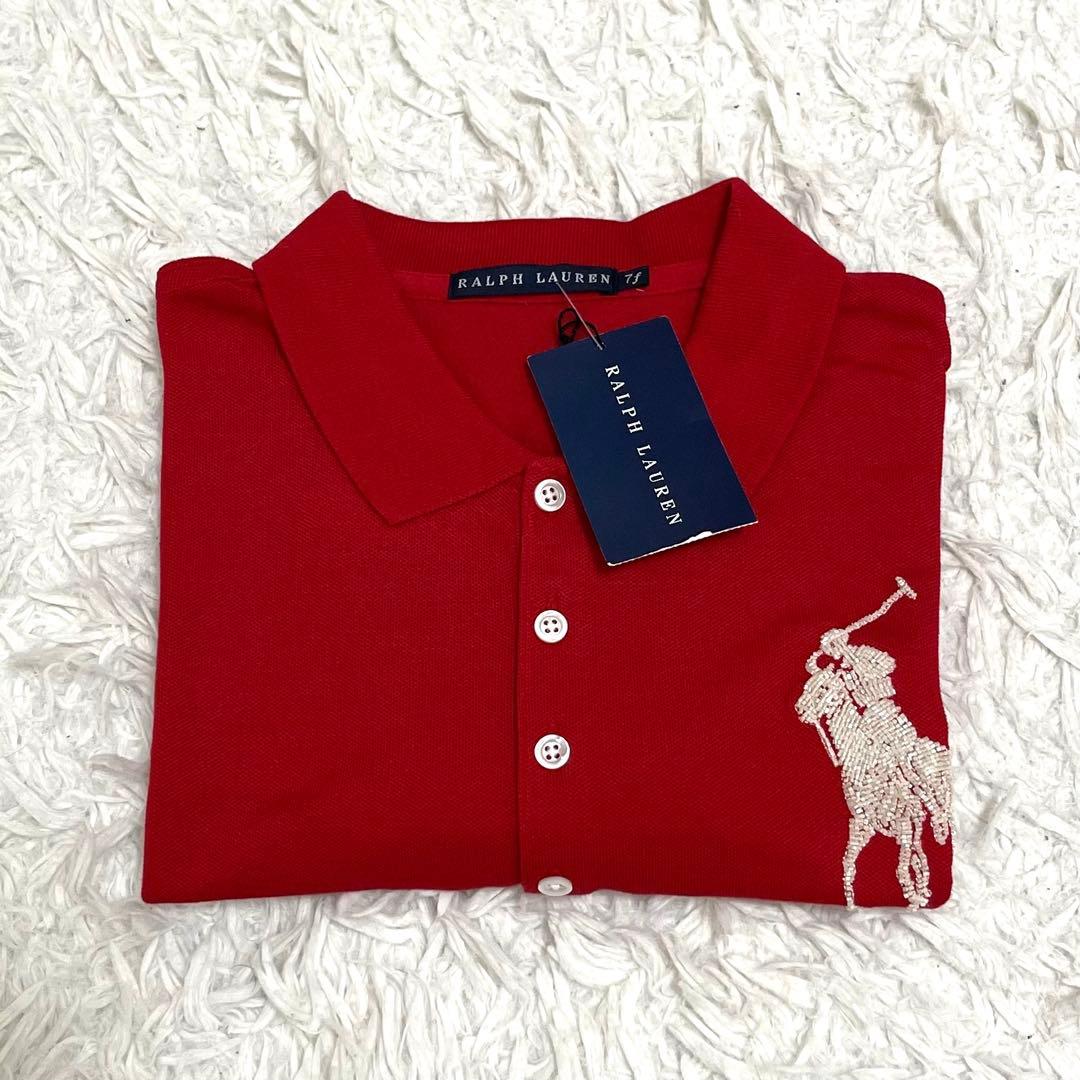 新品未使用✨タグ付き ラルフローレン ポロシャツ ビッグポニー ビーズ刺繍　赤