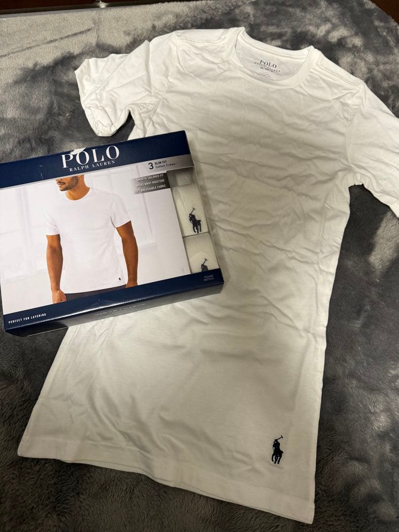 ラルフローレン スリムフィット tシャツ ホワイト ブラック 2枚セット