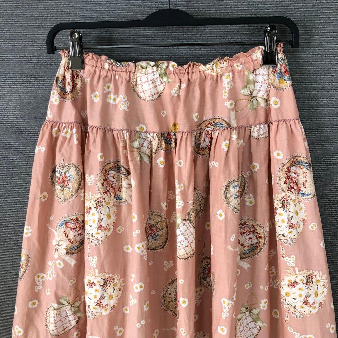 PINK HOUSE スコッティローズ柄スカート F ピンク色